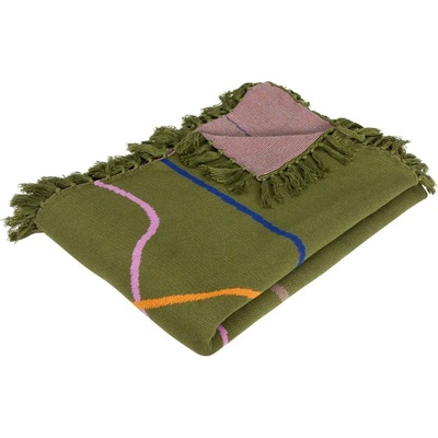 Hübsch Зелено памучно одеяло 200x140 cm Outline - Hübsch (221604)