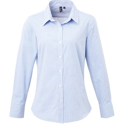 Premier Workwear dámská bavlněná košile s dlouhým rukávem PR320 Light Blue