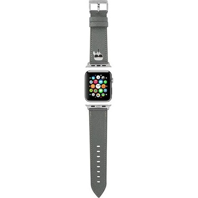 Karl Lagerfeld Karl Lagerfeld KLAWLOKHG Saffiano Karl Heads каишка за Apple Watch 4/5/6/7/SE 44/45mm, сребрист (KLD776SLV)