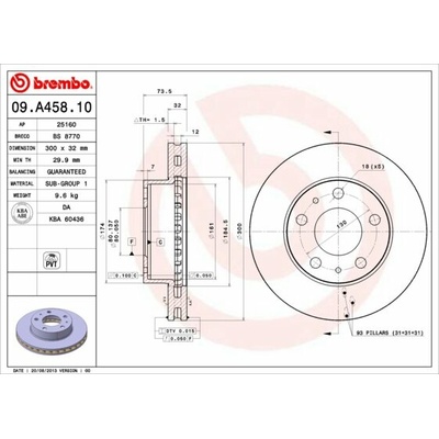 BREMBO brzdový kotúč 09.A458.10, súprava 2 ks
