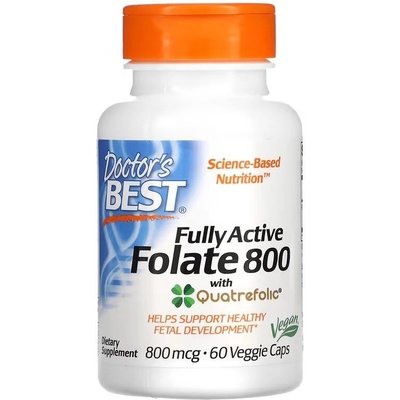 Doctor's Best Fully Active Folate 800 with Quatrefolic 800mcg 60 kapslí