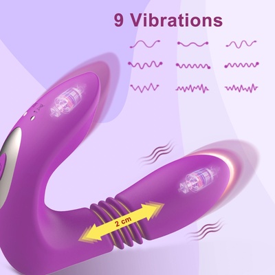 Paloqueth Dual Thrusting G-Spot and Clitoris Vibrator with Remote Purple