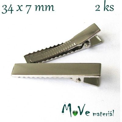 Spona plochá se zoubky délka 34mm 2ks platina