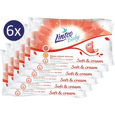 Linteo Baby Soft & Cream vlhčené ubrousky 6 x 24 ks