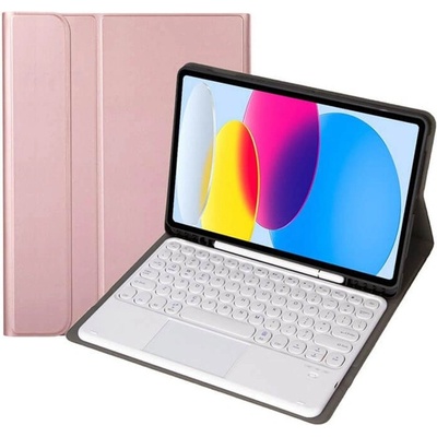 GKK Калъф с Клавиатура за iPad 11th 2025 A16/ 10th 2022, Bluetooth Keyboard TouchPad Case, Розов (4560778305304)