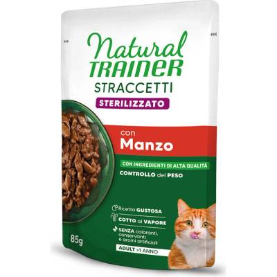 Natural Trainer Stracceti Adult Sterilized proužky v omáčce hovězí 48 x 85 g