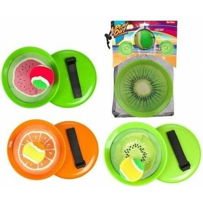Lambáda Catch ball hra s míčkem na suchý zip ovoce 18cm 3 druhy v látkovém sáčku
