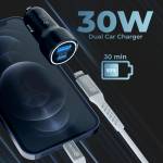  Зарядно устройство за кола prio 30w usb c + usb a (43312)