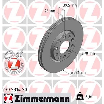 Brzdový kotúč ZIMMERMANN 230.2314.20 (230231420)