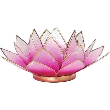 Mani Bhadra Svícen lotos růžový se zlatým lemem - 13.5 cm