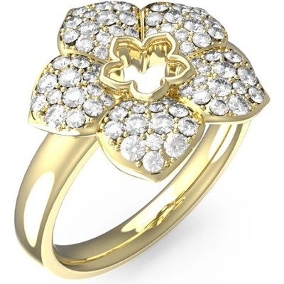 Guess pozlátený prsteň s kvetinou Shining Winter JUBR04467JWYG