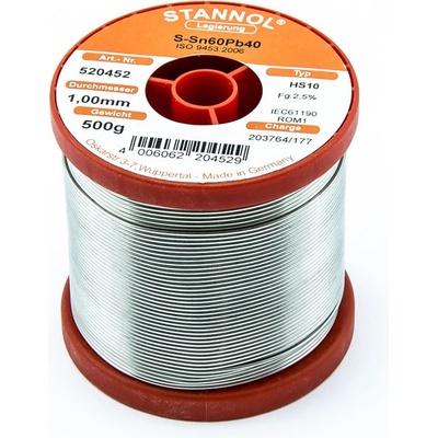 Cínová pájka trubičková 1mm Sn60Pb40 HS10 STANNOL 500g