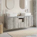 vidaXL Комплект шкафове за баня 3 бр. Бетонно сиво 135 x 35 x 80 см (3405660)