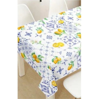 IMPOL TRADE Obrus PVC PR004 návin 20 m x 140 cm citróny s modrými dlaždičkami