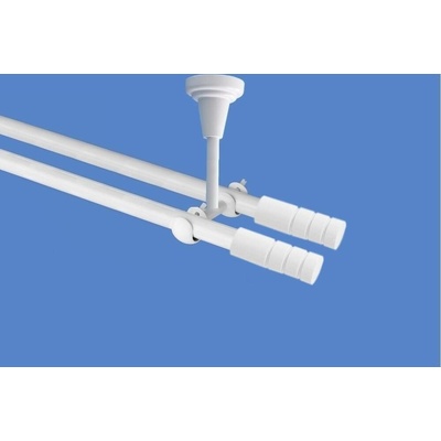 OK-GarnýžeCZ Garnýž kovová dvouřadá 19mm Techno double bílá 320 cm do stropu / na tunýlek - bez kroužků