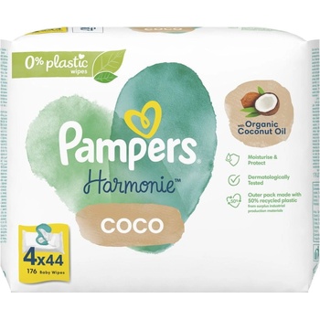 Pampers Harmonie Coconut ubrousky vlhčené Plastic Free 4 x 44 ks