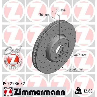 Brzdový kotúč ZIMMERMANN 150.2936.52 (150293652)