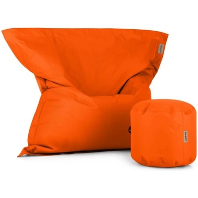 SakyPaky set Kanafas sedací vak s taburetem Oranžová