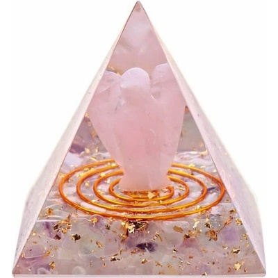 Nefertitis Orgonit pyramida Anděl strážný ve fluoritu NF44947 - 5 x 5 x 5 cm