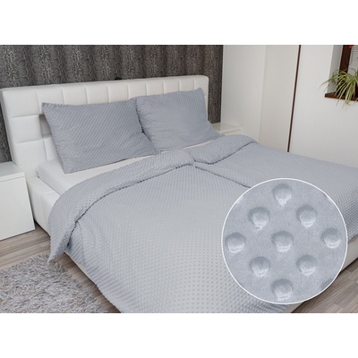 Biante obliečky Minky 3D bodky MKP-050 Striebornosivé 140x220 70x90