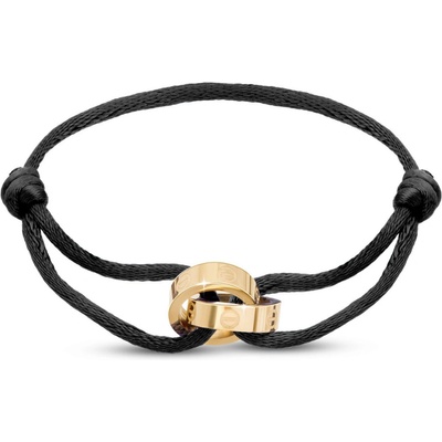 Biju Náramek z chirurgické oceli s kroužky černá šňůrka 2002685-4