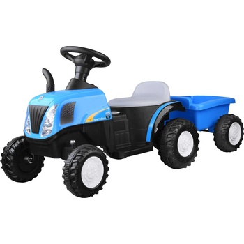 Mamido elektrický traktor s vlečkou New Holland modrá