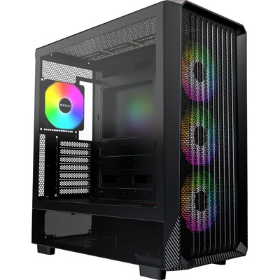 Кутия Montech X5, E-ATX/ATX/microATX/Mini-ITX, 1x USB 3.0, 3x 140mm вентилатора, 1x 120mm вентилатор, с прозорец, черна, без захранване (MONTECH-X5-B)