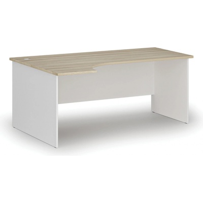 PRIMO Kancelářský rohový pracovní stůl WHITE, 1800 x 1200 mm, levý, bílá/dub přírodní