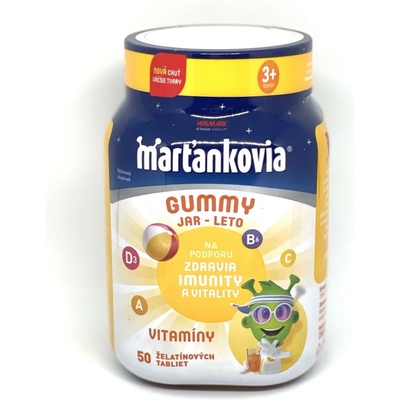 Walmark Marťankovia Gummy Jar - Leto želatínové tablety, príchuť čučoriedka, citrón, jahoda, mandarínka 50 ks