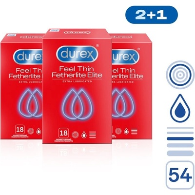Durex Feel Thin Fetherlite elite Extra Lubricated 2+1 54 ks
