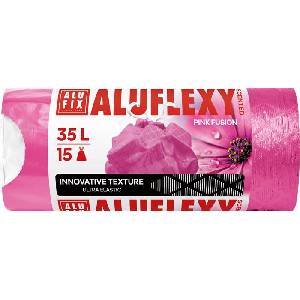 Alufix Пликове за отпадъци, с уплътнителна лента, LDPE, ароматизирани, 35 л, 15 бр. , 53x53 см, 20 , ALUFIX "Алуфлекси", розово MSZ3515ALUFLEXYPNK (7063)