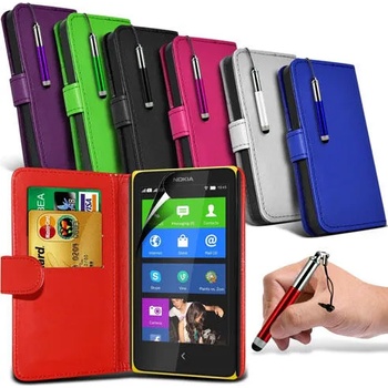 Nokia XL/Dual Wallet Кожен Калъф + Протектор и Стилус