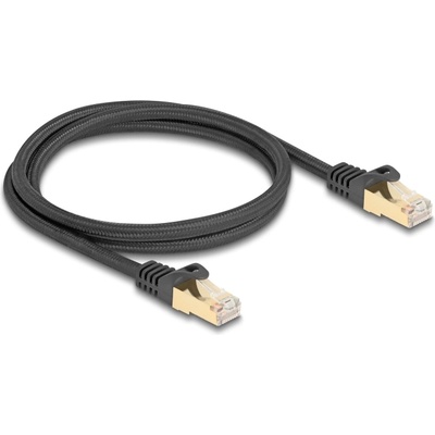 Delock RJ45 мрежов кабел с плетена обвивка Cat. 6A S/FTP мъжки към мъжки 1 м черен