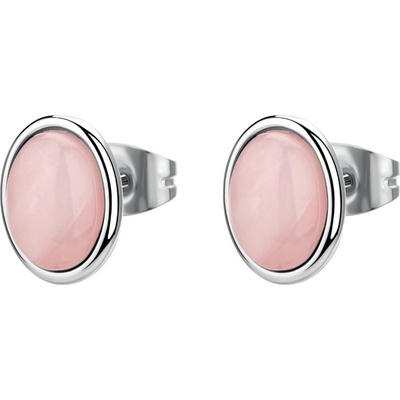 Brosway Oválné ocelové náušnice s růženínem Essential BNL146