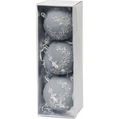Koule MagicHome Vanoce, sada, 3 ks, stribrna, na vanocni stromecek, 8 cm