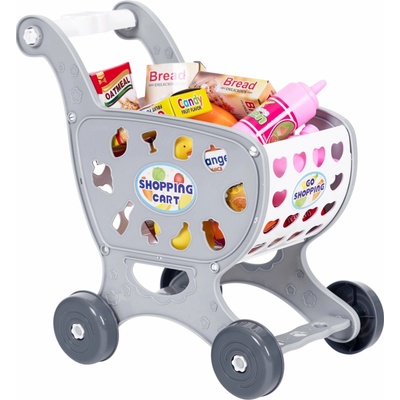 MultiStore 988-3 Detský nákupný vozík s 18 doplnkami, sivý