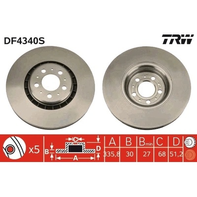 Brzdový kotúč TRW DF4340S