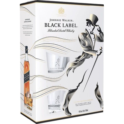 Johnnie Walker Black Whisky 40% 0,7 l (dárkové balení 2 sklenice)