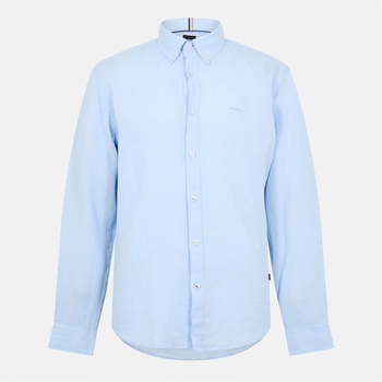 HUGO BOSS Риза Boss Men's H Liam Black Long Sleeve Plain Shirt - Lt Pas Blue 450