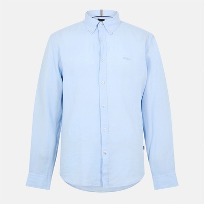 HUGO BOSS Риза Boss Men's H Liam Black Long Sleeve Plain Shirt - Lt Pas Blue 450