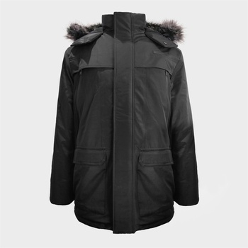 Jack Wills Анорак Jack Wills Men's Water Resistant Wind Resistant Faux Fur Hooded Parka - Black