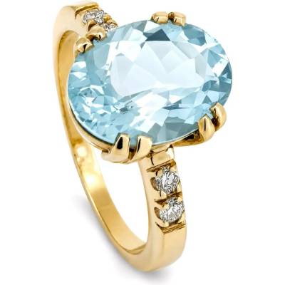 Stuchlík zlatý prsten s akvamarínem a diamanty 015522