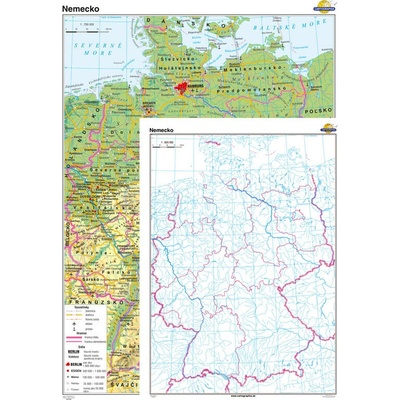 Cartographia Nemecko + slepá mapa DUO (120x160 cm)