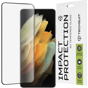 Techsuit Протектор за Samsung Galaxy S21 Ultra 5G - 111D Full Cover / Full Glue Glass / 3D Curved Screen - Черен