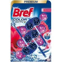 Bref Color Aktiv tuhý WC blok Fresh Flowers 3 x 50 g