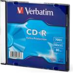 Verbatim CD-R, 700 MB, 52x, със защитно покритие, в тънка кутия (043347)