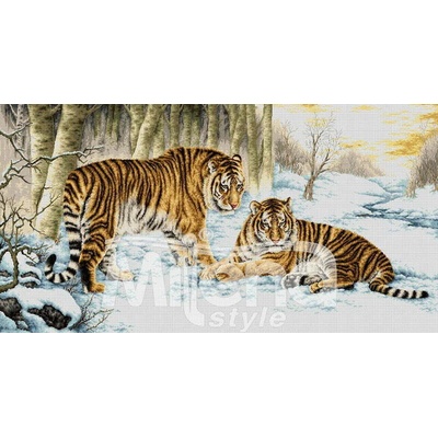 Milena Style Тигри в снега - гоблен със схема конци Ariadna 1: 1