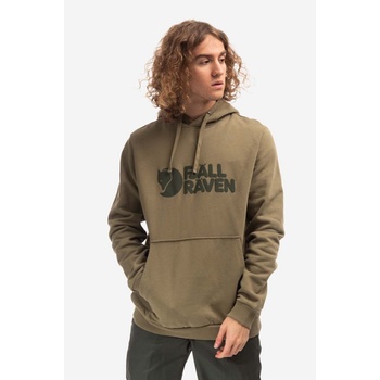 Fjallraven Памучен суичър Fjallraven Logo Hoodie F84144 622 в зелено с качулка с принт (F84144.622)