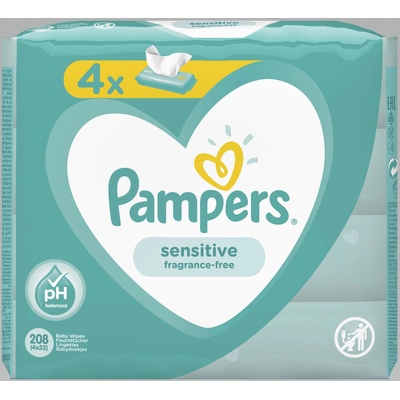 Pampers Мокри кърпички Pampers - Sensitive, 4 x 52 броя (1100004154)