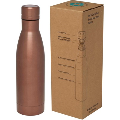 Vasa medená vákuovo izolovaná fľaša z recykl. nerezu s certifikáciou 500 ml hnedá Bronze